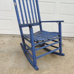 Blue wood garden Rustic Farmhouse old antique rocking chair display model 31 in Long 26 in wide 41 in tall
