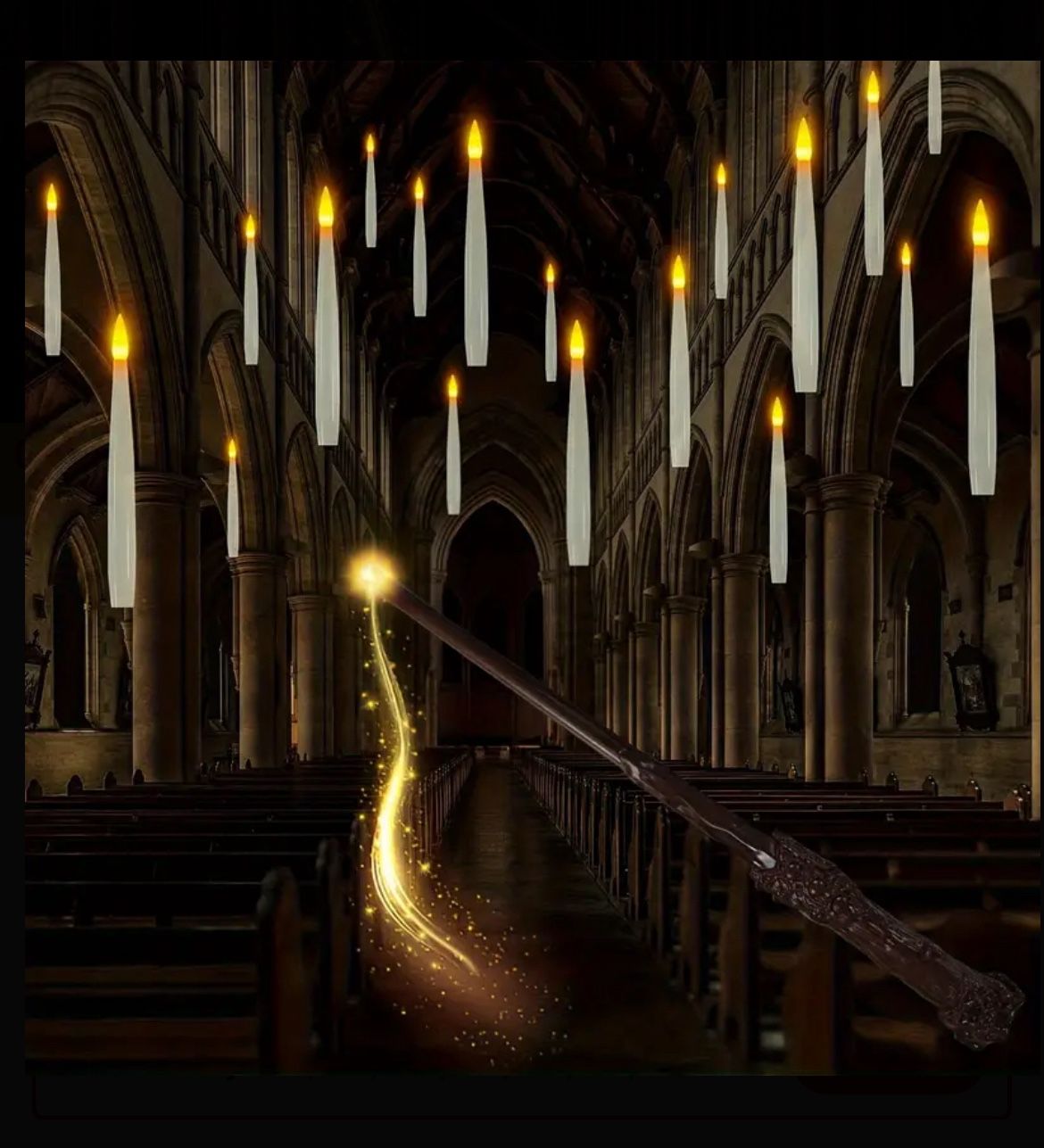Floating candle with wand for Halloween
