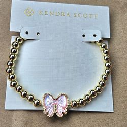 Kendra Scott 14k gold pink blush bow stretch bracelet Womens Ladies Gift