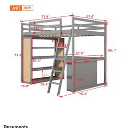 Selling Twin Size Bed Over Desk Loft 