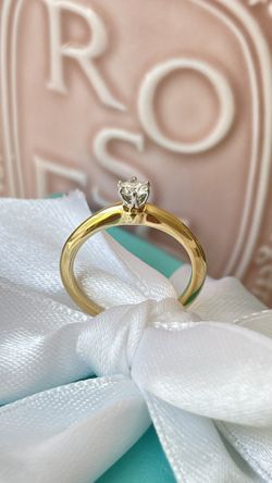 Tiffany & Co. Solitaire Ring YG 18K and Platinum .20 tcw size 5 in Tiffany Box