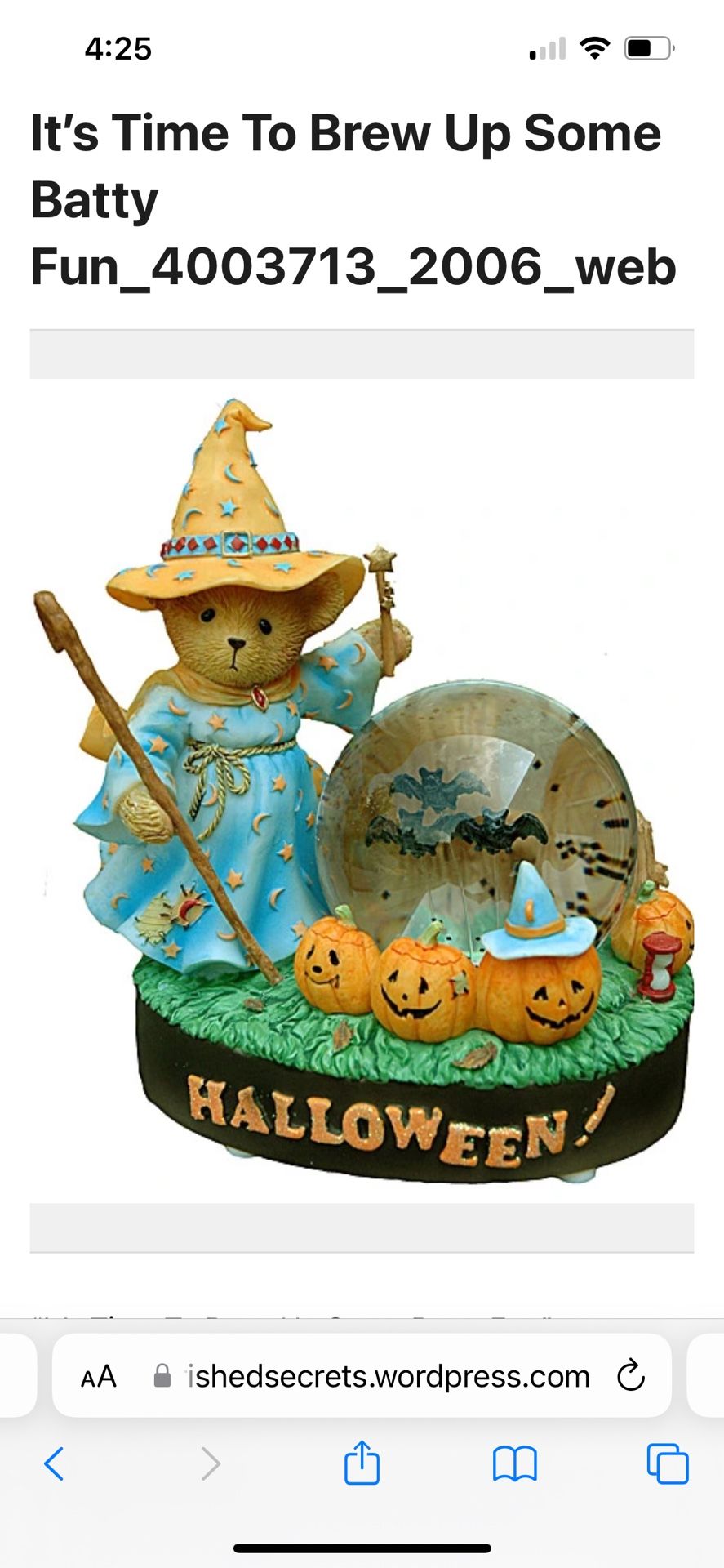 NEW Boxed Cherished Teddies (contact info removed) “It’s Time To Brew Up Some Batty Fun”