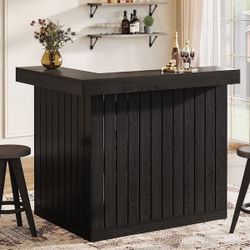 Black L-Shaped Bar Table
