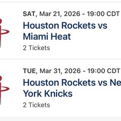 2  AISLE seats LOW section for MARCH homes games Houston Rockets