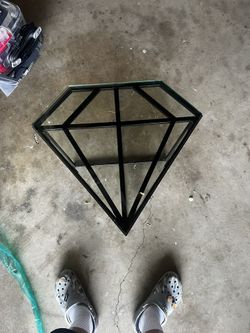 Diamond Shape Glass Top End Table
