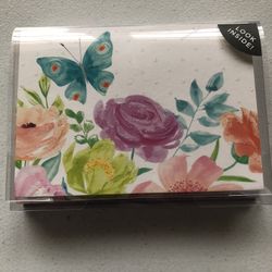 Hallmark Paper Wonder Blank Note Cards, Floral Butterfly - NEW 