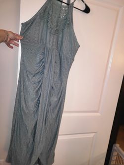 Dusty Blue Lace Midi Dress XL