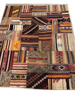 Rugs Patchwork Geometric Hand Made Antique 