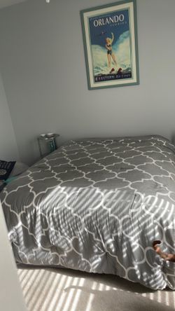 Queen bed, box springs, bed frame