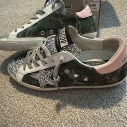 Golden Goose Super Star Camouflage Glitter with Pink Heel - Size 38