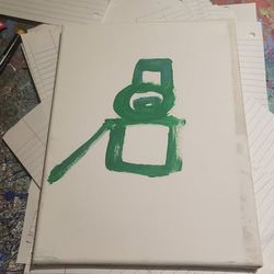 Abstract Green Brushstroke Canvas Painting