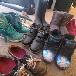 Kids Used shoe lot Rain Boots, Skate Shoes & More