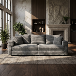 Norwalk 83" Deep Seat Plush Corduroy 3-Seater Modular Sofa with Soft Pillows