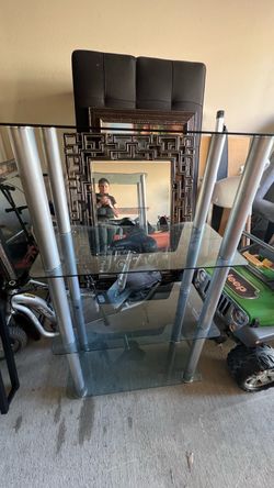 Glass and metal shelf