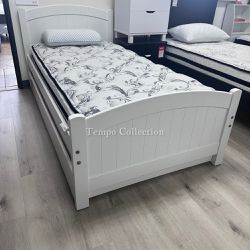 Twin Bed With Trundle, White Color, SKU#10F9218