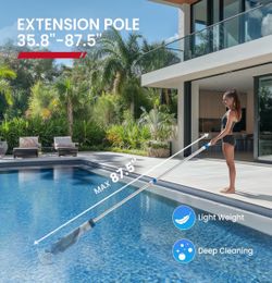 Pro Cordless Pool Vacuum - 18.5 GPM Powerful Suction, 70min Runtime & 13.4" Wide Head, XL Capacity Handheld Rechargeable Pool Cleaner for Inground/Abo