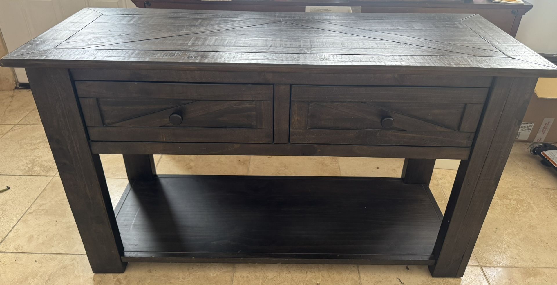 Living Spaces - Dark Brown Wood Console Table