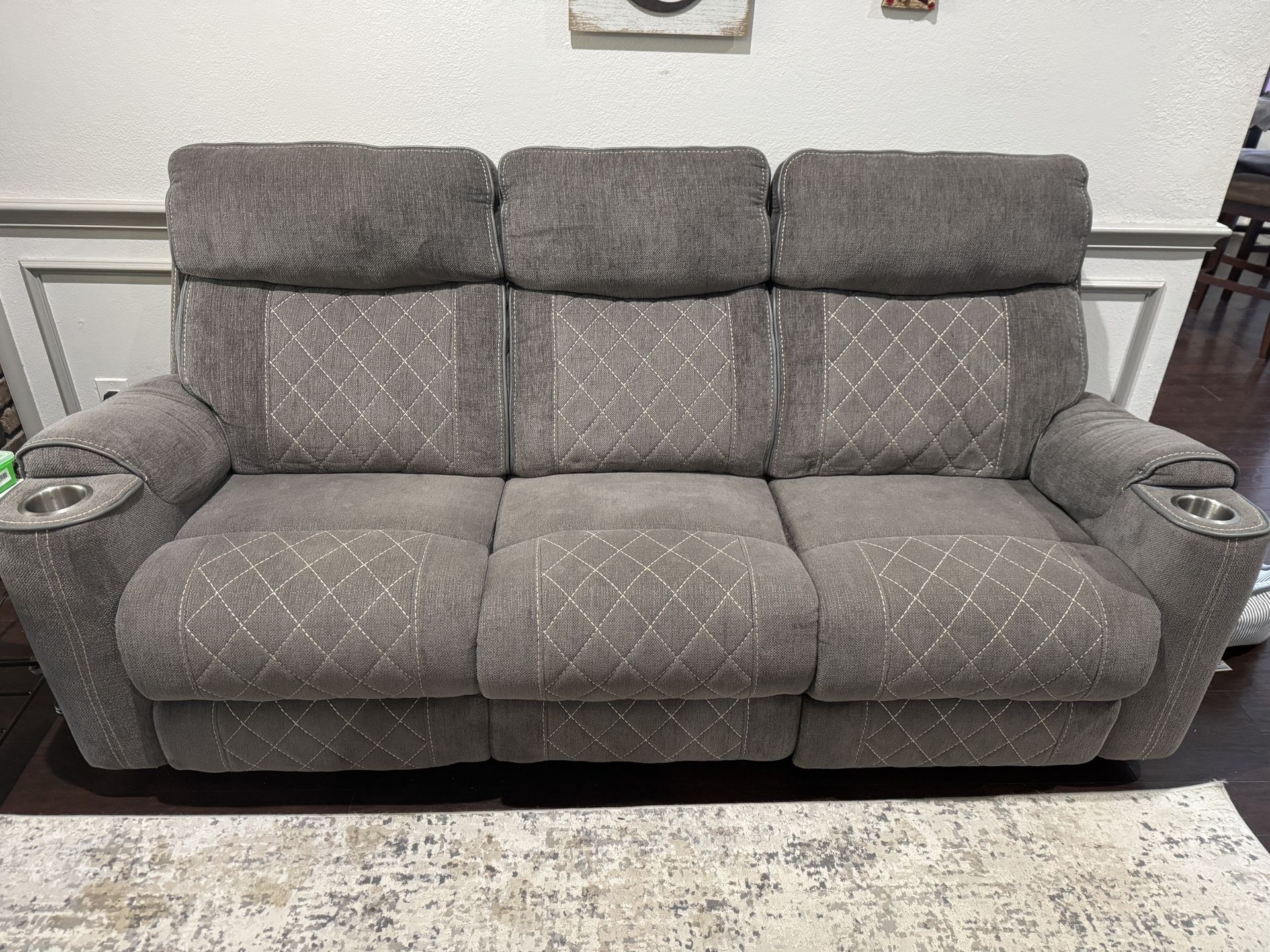 Gray Couch and Love Seat With Reclining Seats