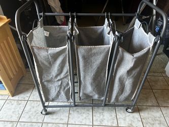 3-Bag Rolling Laundry Sorter Cart