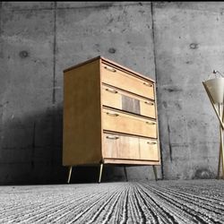 Stunning MCM Solid Wood Dresser With Period Hardware & Brass Legs. Hand Refinished With Love 💕.