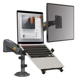 Dual Arm 2 in 1 Combo, Laptop Mount with Adjustable Tray