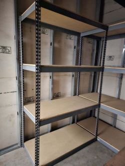 4 Tier Shelving 48 in W x 24 in D American Made Used Heavy Duty Steel Boltless Storage Rack Delivery Available