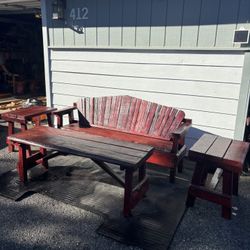 Redwood Bench Set
