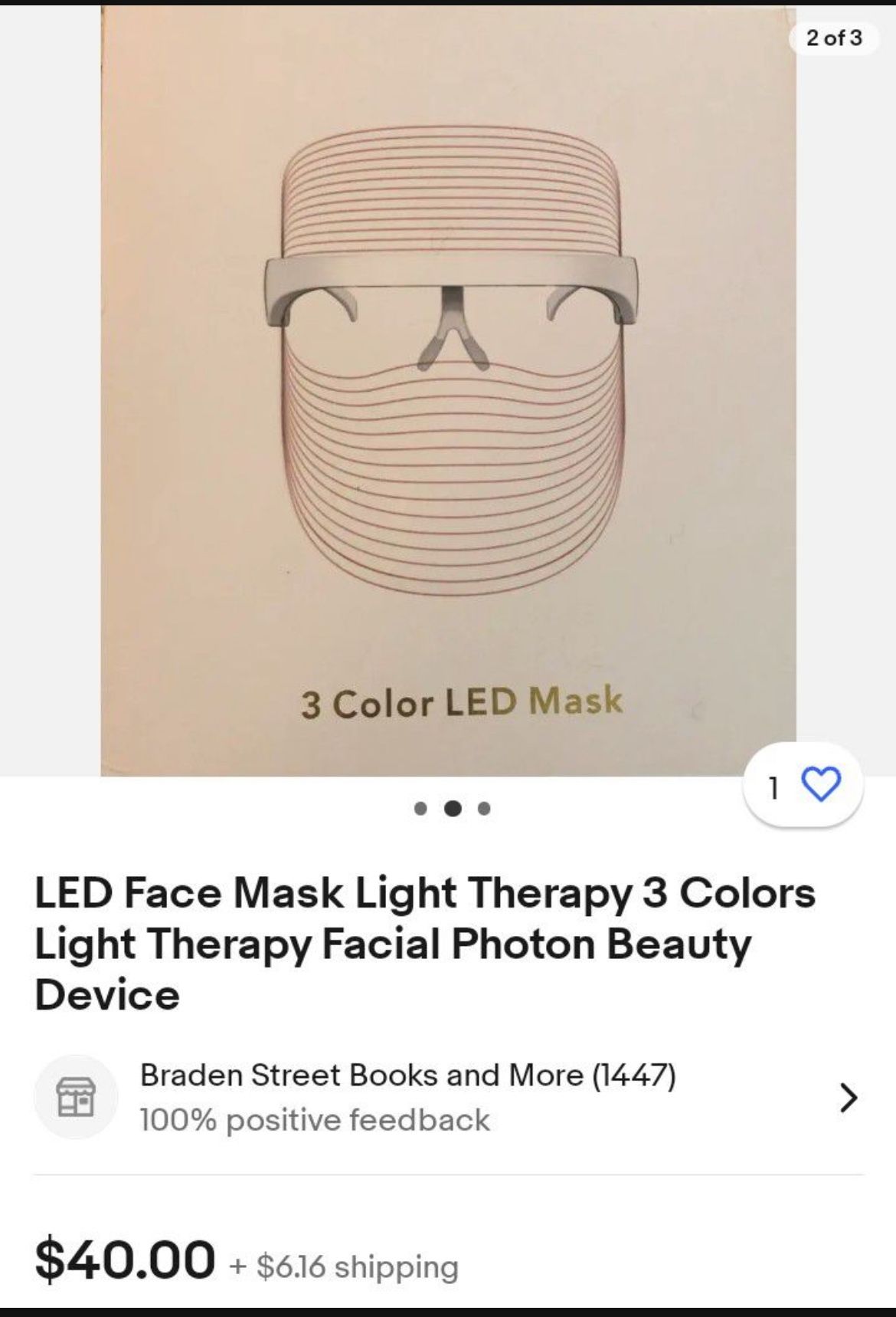 *Selling A LED Face Mask Light Therapy 3 Colors Light Therapy Facial 
