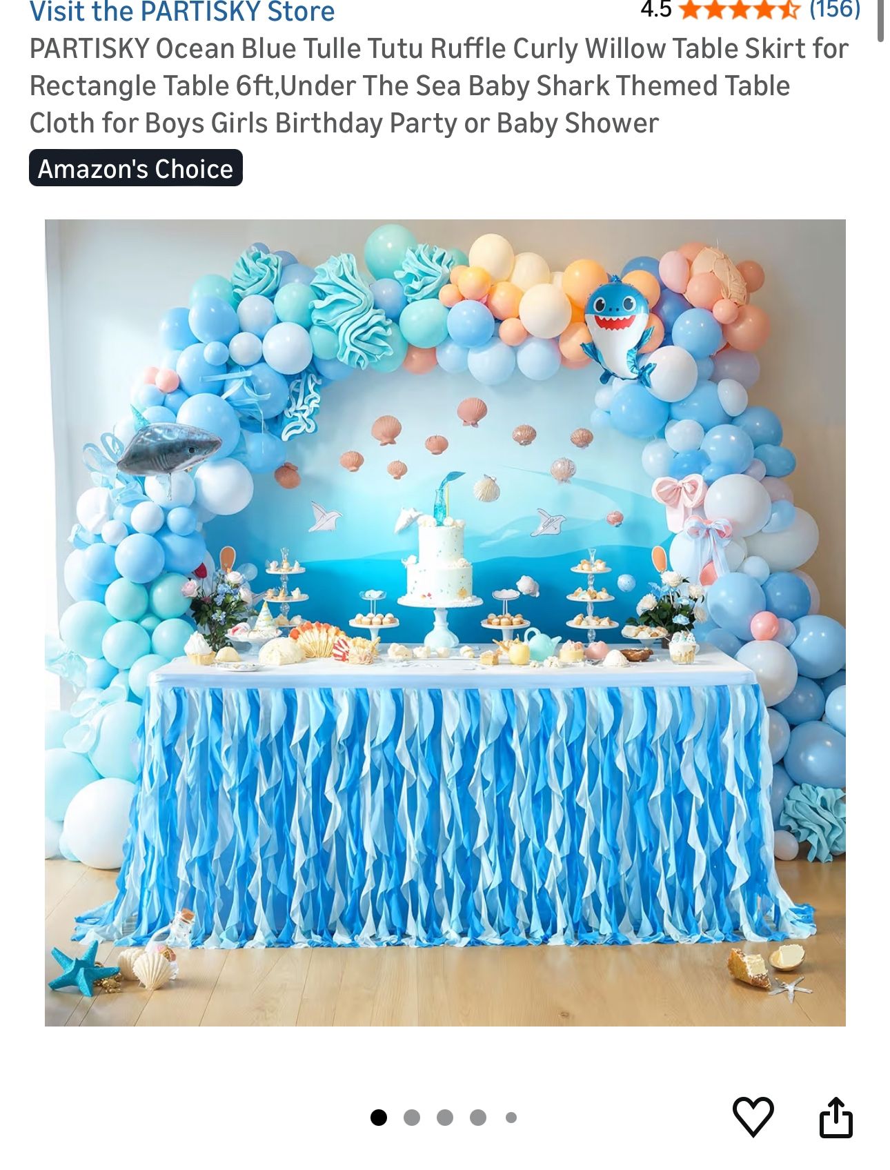 Ocean Blue Tutu Table Skirt 6ft 