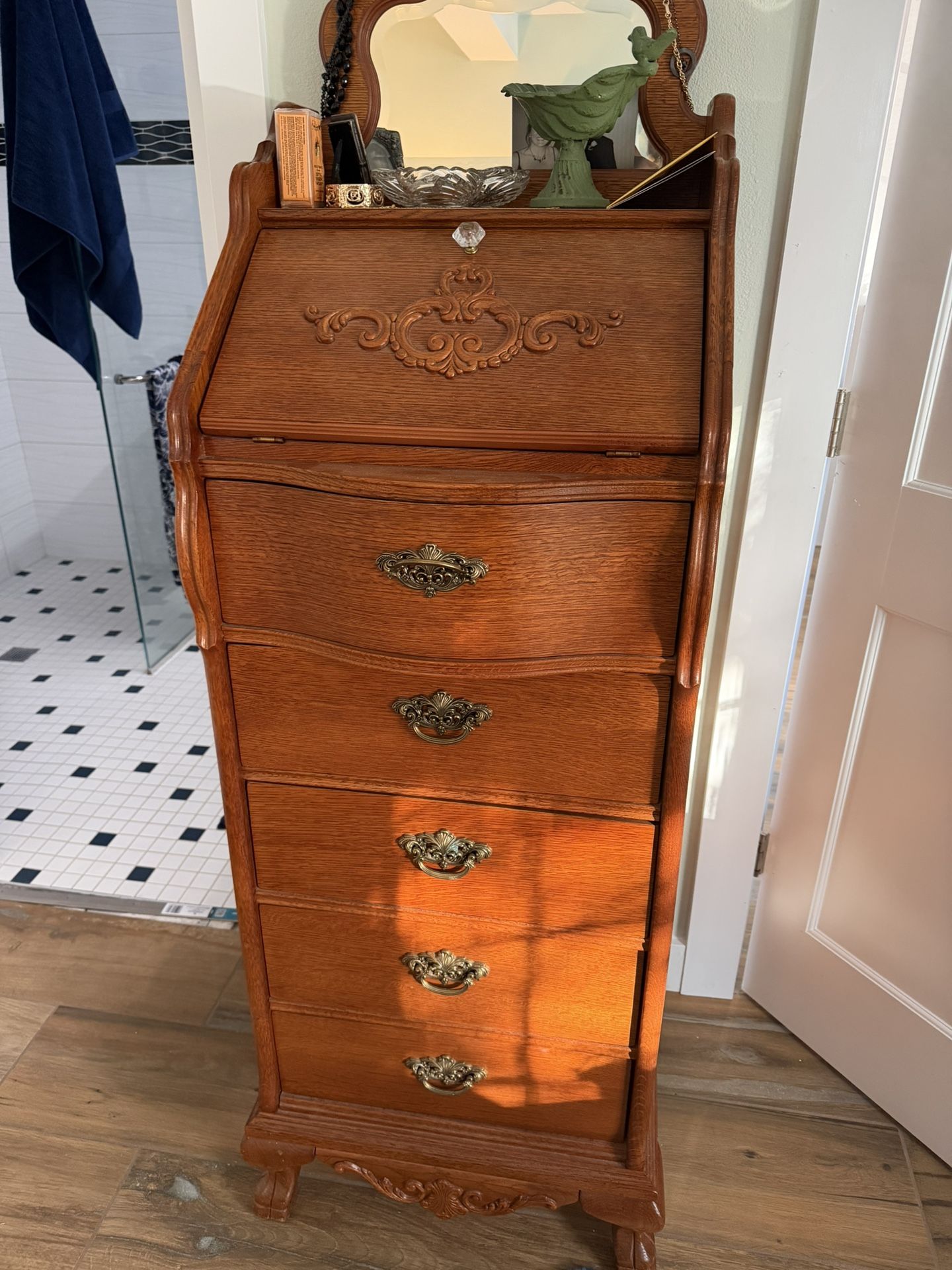 Lexington Solid Oak Lingerie Chest W/a Drop Down Desk
