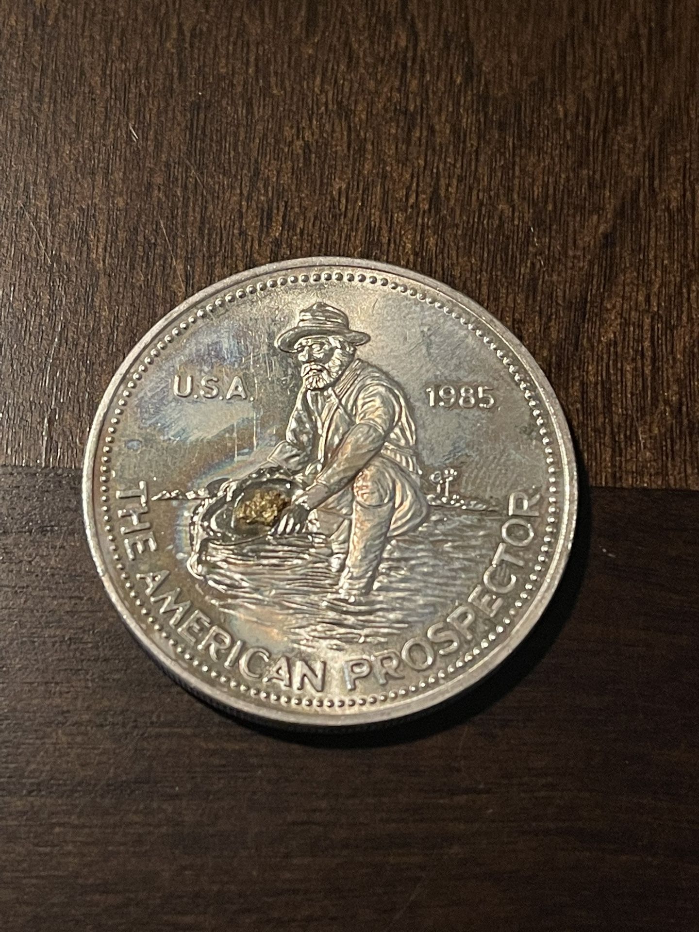 1985 Engelhard American Prospector One Troy Ounce 999 Fine Silver W/ Gold Nugget