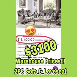 Beautiful New 2PC Tufted Sofa & Loveseat Set Only $3100!!! Original Price $13,400!!!