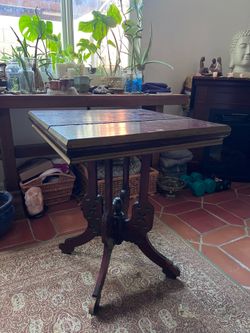 Vintage Antique Gothic Revival Pedestal / Altar Table