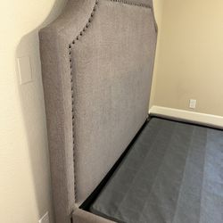 Queen Size upholstered Bed Frame With Low Rise Box Spring 