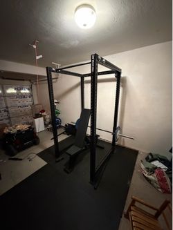 Rogue RM-4 Monster Rack Package — Ohio Bar + 440 lbs Calibrated Plates