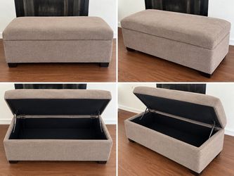 Large Storage Ottoman / Bench – Beige