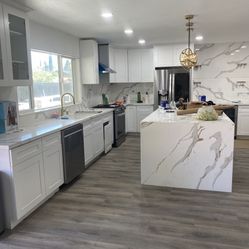 Kitchen Cabinets , Quartz , Backsplash ,tile