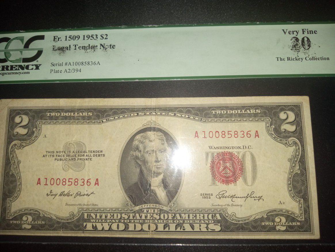$2 dollar bill 1953 serie A 