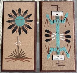 Vintage Native American Indian Sand Paintings