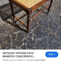 Antique Vintage Faux Bamboo Cane Bench