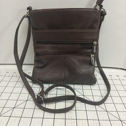 Brown Crossbody Hand Bag Purse Chrome Accents