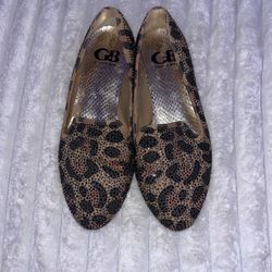 sparkle cheetah print flats