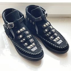 Coach Roccasin Cut Out Sneaker Studs Suede Leather Fringe Buckle Moccasin Loafer