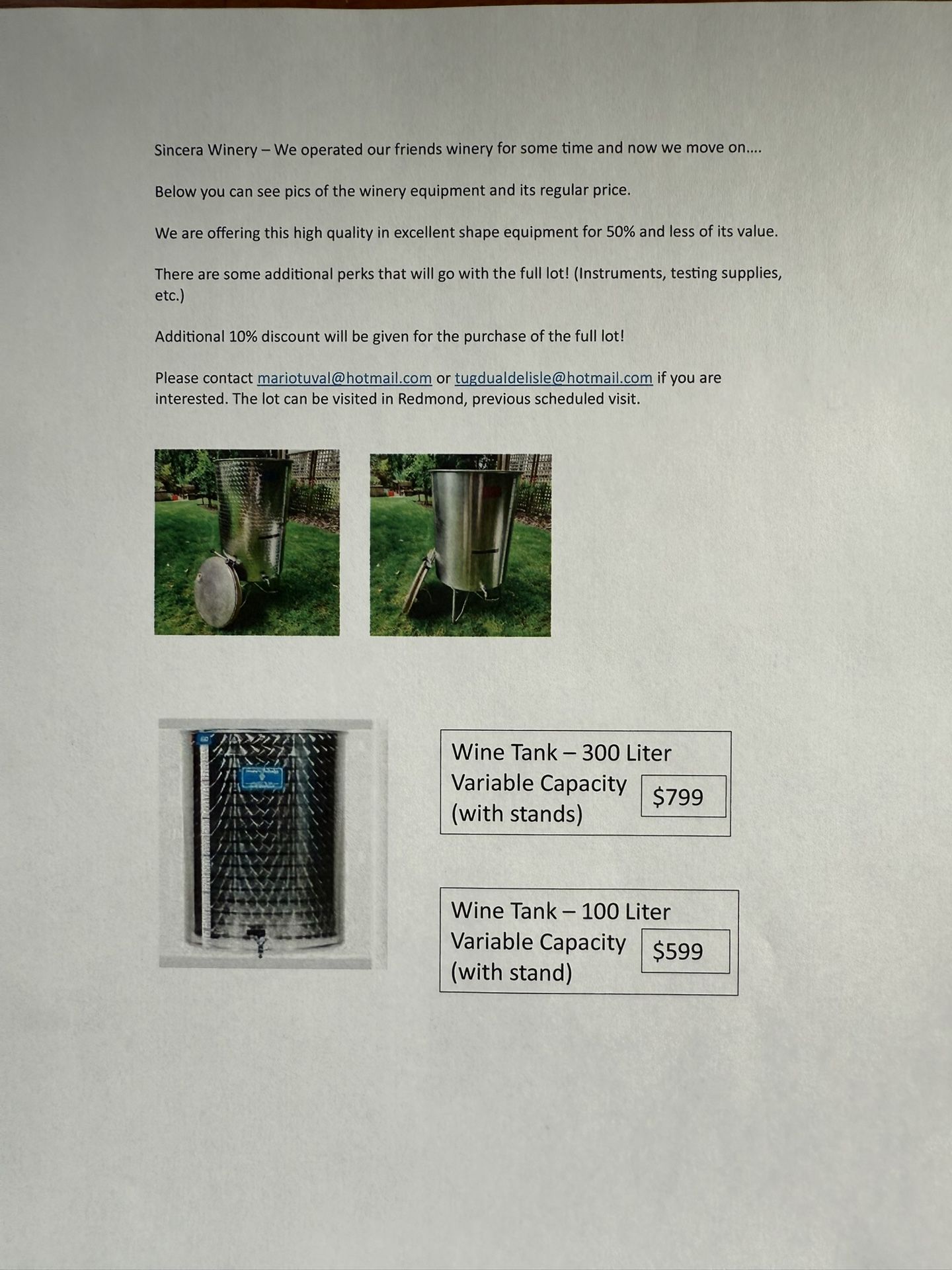 Winery Equipment