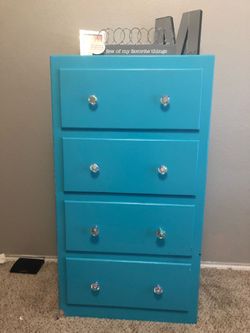Repurposed Turquoise 4-Drawer Dresser | Upcycled with Crystal Knobs