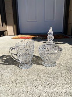 Vintage lead crystal candy bowl and pitcher
