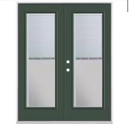 🆕 60 in. x 80 in. Conifer Steel Prehung Left-Hand Inswing Mini Blind Patio Door in Vinyl Frame without Brickmold