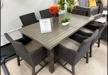 6 Seat Aluminum Outdoor Dinning Set (With Rattan Accent Chairs) *New Patio Furniture*