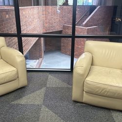 Leather wide, comfortable lounge chairs