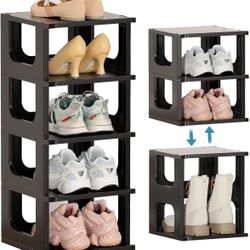 Shoe Rack - 5 Tiers Stackable Shoe Storage Stand for Entryway Hallway and Closet Durable Shoe Shelf Space Saving Boots Storage and Organization Stylis